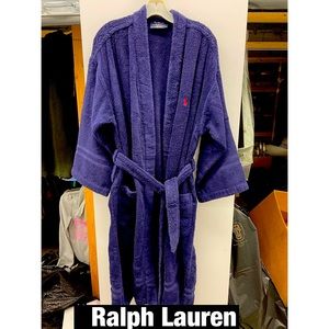 Ralph Lauren. Navy Terry Cloth Robe with pockets and tie, One size Fits all